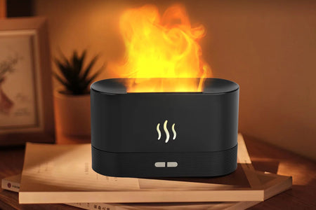 180Ml Flame Air Humidifier Essential Oil Diffuser,  3D USB 7 Color Light Aroma Diffuser for Home, Office, Spa, Gym