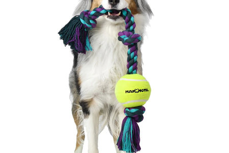 Flossy Chews Extra Large 36 Inch 5 Knot Cottonblend Tug Rope Dog Toy, Durable Rope Chew Toy for Large Dogs over 80 Lbs, Assorted Colors