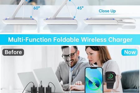 Wireless Charging Station, 18W 3 in 1 Charger Station, Fast Charging Dock Stand for Iwatch Series 11/10/9/8/7/6/SE/5/4/3, Compatible for Iphone 17/16 15 14 13 12 11 Pro Max/Samsung/ Airpod