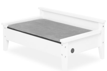 Winston Small Elevated Wooden Pet Bed with Plush Mattress, White