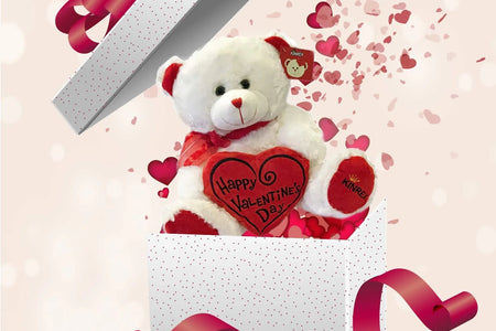Happy Valentine’S Day Stuffed Teddy Bear- Teddy Bear to Gift for Valentine’S Day for Couples- White Valentines Teddy Bear with Heart Pillow - 11.81” / 30 Cm.