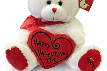Happy Valentine’S Day Stuffed Teddy Bear- Teddy Bear to Gift for Valentine’S Day for Couples- White Valentines Teddy Bear with Heart Pillow - 11.81” / 30 Cm.