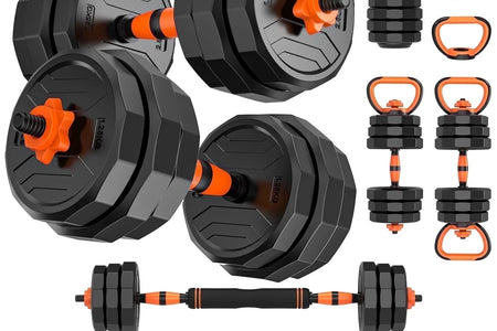 66Lb 4-In-1 Adjustable Dumbbells Set Free Weight Set with Connector Used as Barbell, Kettlebells, Push up Stand, Fitness Exercises for Home Gym Suitable Men/Women